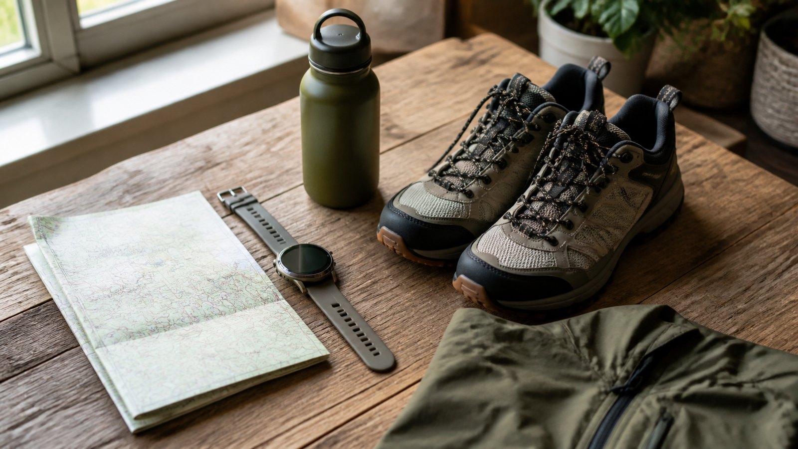Montre connectée et équipement pour une sortie sportive en pleine nature